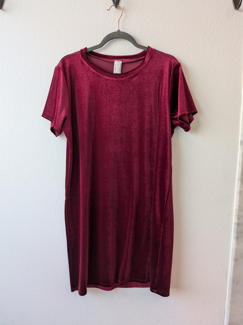 Acting Pro Velvet Tunic Dress - Burgundy